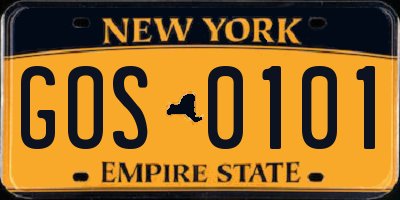 NY license plate GOS0101