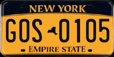 NY license plate GOS0105