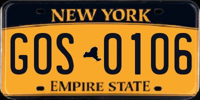 NY license plate GOS0106