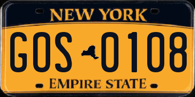 NY license plate GOS0108