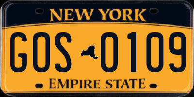 NY license plate GOS0109