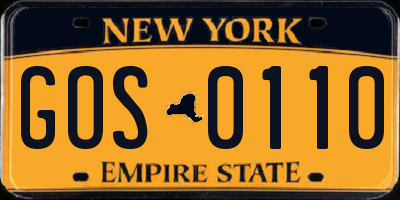 NY license plate GOS0110