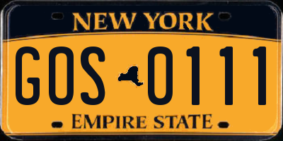 NY license plate GOS0111
