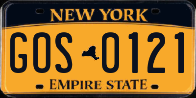 NY license plate GOS0121