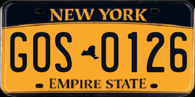 NY license plate GOS0126