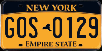NY license plate GOS0129