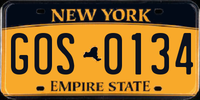 NY license plate GOS0134