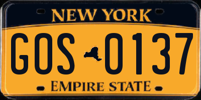 NY license plate GOS0137