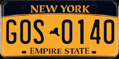 NY license plate GOS0140