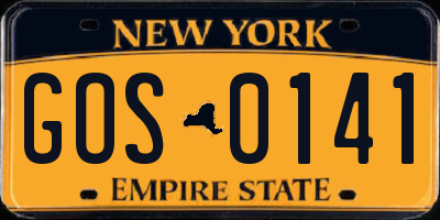 NY license plate GOS0141