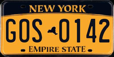 NY license plate GOS0142