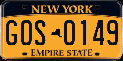 NY license plate GOS0149