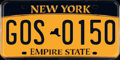 NY license plate GOS0150