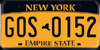 NY license plate GOS0152