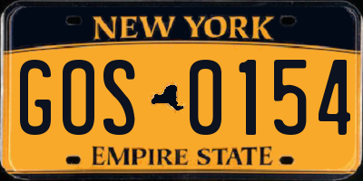 NY license plate GOS0154
