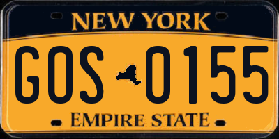 NY license plate GOS0155