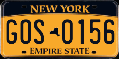 NY license plate GOS0156