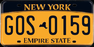 NY license plate GOS0159
