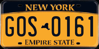NY license plate GOS0161