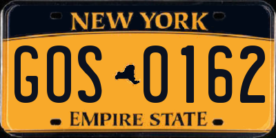 NY license plate GOS0162