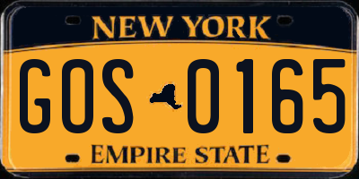 NY license plate GOS0165