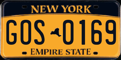 NY license plate GOS0169