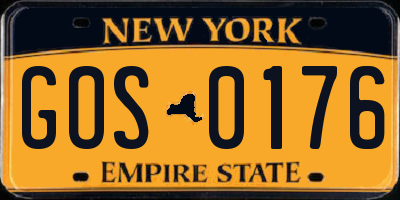 NY license plate GOS0176