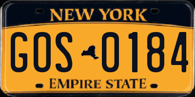 NY license plate GOS0184