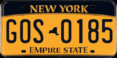 NY license plate GOS0185