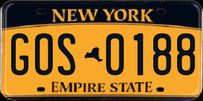 NY license plate GOS0188