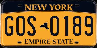 NY license plate GOS0189