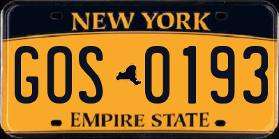 NY license plate GOS0193