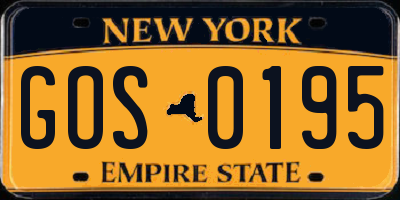 NY license plate GOS0195