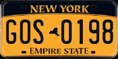NY license plate GOS0198