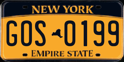 NY license plate GOS0199