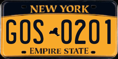 NY license plate GOS0201