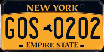 NY license plate GOS0202