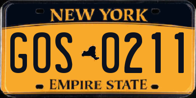 NY license plate GOS0211