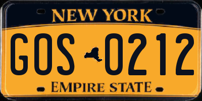 NY license plate GOS0212