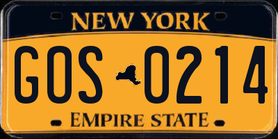NY license plate GOS0214