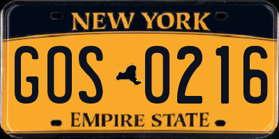 NY license plate GOS0216