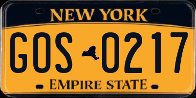 NY license plate GOS0217