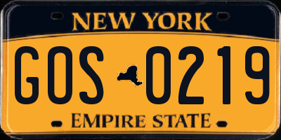 NY license plate GOS0219