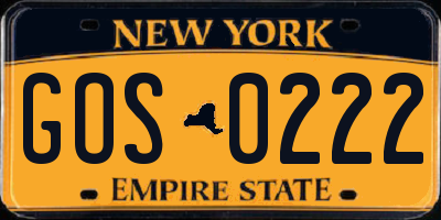 NY license plate GOS0222