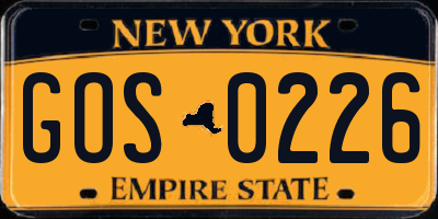 NY license plate GOS0226
