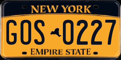 NY license plate GOS0227