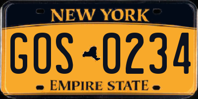 NY license plate GOS0234