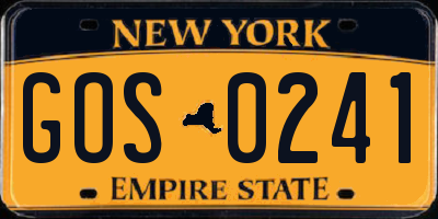 NY license plate GOS0241