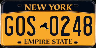 NY license plate GOS0248