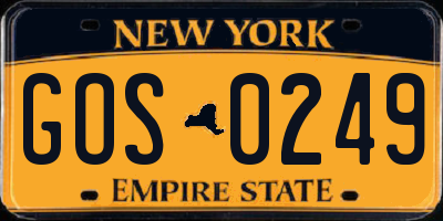NY license plate GOS0249